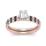 Load image into Gallery viewer, three-quarter-emerald-cut-gallery-bridal-ring-set-with-black-diamond-in-FD9168EMGBLACKANGLE3-NL-RG