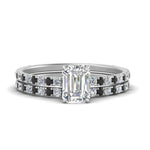 Load image into Gallery viewer, three-quarter-emerald-cut-gallery-bridal-ring-set-with-black-diamond-in-FD9168EMGBLACKANGLE3-NL-WG