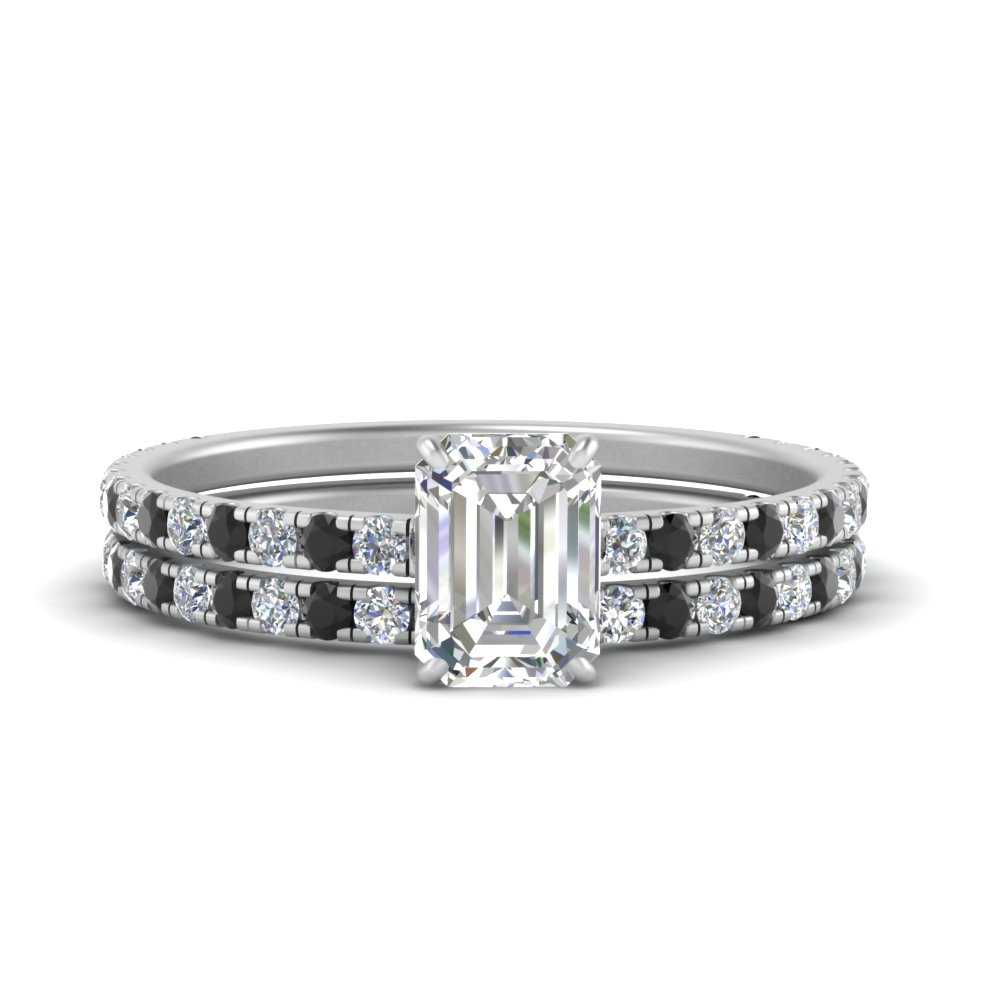 three-quarter-emerald-cut-gallery-bridal-ring-set-with-black-diamond-in-FD9168EMGBLACKANGLE3-NL-WG