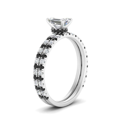 three-quarter-emerald-cut-gallery-bridal-ring-set-with-black-diamond-in-FD9168EMGBLACKANGLE3-NL-WG