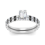 Load image into Gallery viewer, three-quarter-emerald-cut-gallery-bridal-ring-set-with-black-diamond-in-FD9168EMGBLACKANGLE3-NL-WG