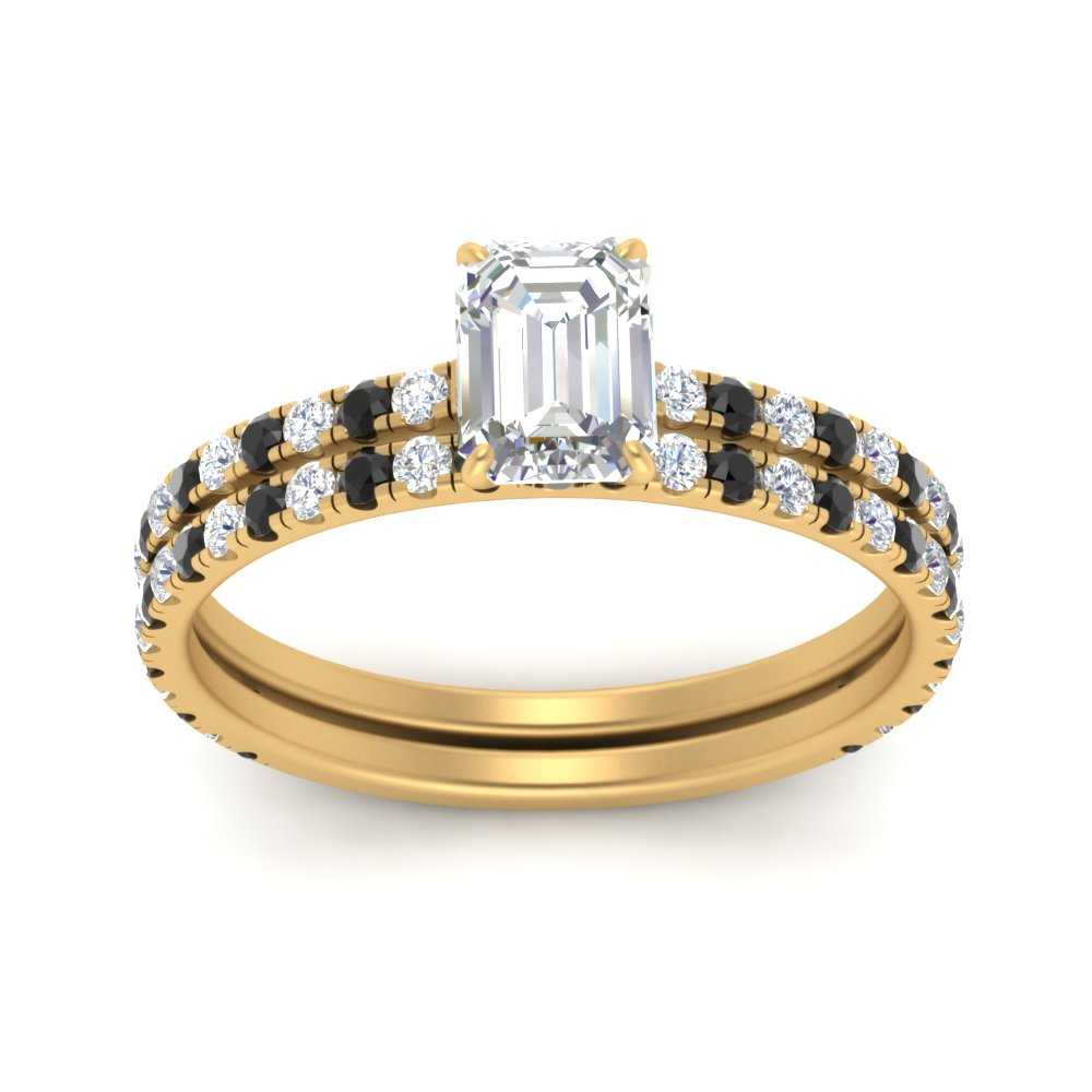 three-quarter-emerald-cut-gallery-bridal-ring-set-with-black-diamond-in-FD9168EMGBLACKANGLE3-NL-YG
