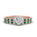 Load image into Gallery viewer, three-quarter-heart-shaped-diamond-gallery-bridal-ring-set-with-emerald-in-FD9168HTGEMGRANGLE3-NL-RG