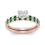 Load image into Gallery viewer, three-quarter-heart-shaped-diamond-gallery-bridal-ring-set-with-emerald-in-FD9168HTGEMGRANGLE3-NL-RG