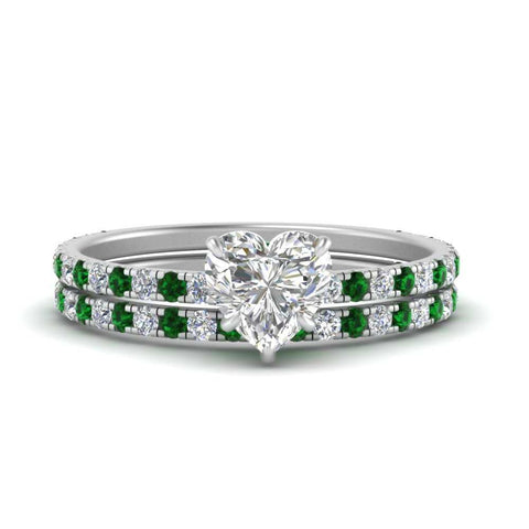 three-quarter-heart-shaped-diamond-gallery-bridal-ring-set-with-emerald-in-FD9168HTGEMGRANGLE3-NL-WG