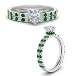 Load image into Gallery viewer, three-quarter-heart-shaped-diamond-gallery-bridal-ring-set-with-emerald-in-FD9168HTGEMGRANGLE3-NL-WG