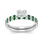 Load image into Gallery viewer, three-quarter-heart-shaped-diamond-gallery-bridal-ring-set-with-emerald-in-FD9168HTGEMGRANGLE3-NL-WG