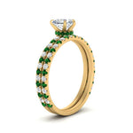 Load image into Gallery viewer, three-quarter-heart-shaped-diamond-gallery-bridal-ring-set-with-emerald-in-FD9168HTGEMGRANGLE3-NL-YG

