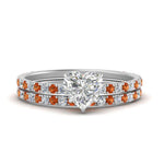 Load image into Gallery viewer, three-quarter-heart-shaped-diamond-gallery-bridal-ring-set-with-orange-sapphire-in-FD9168HTGSAORANGLE3-NL-WG
