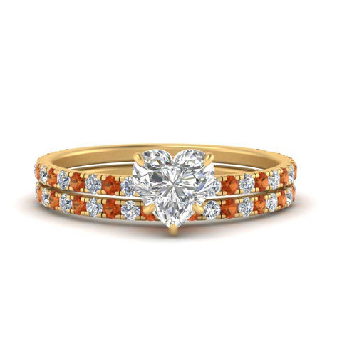 three-quarter-heart-shaped-diamond-gallery-bridal-ring-set-with-orange-sapphire-in-FD9168HTGSAORANGLE3-NL-YG