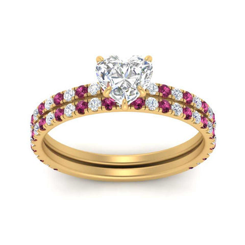 three-quarter-heart-shaped-diamond-gallery-bridal-ring-set-with-pink-sapphire-in-FD9168HTGSADRPIANGLE3-NL-YG