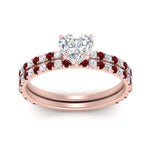 Load image into Gallery viewer, three-quarter-heart-shaped-diamond-gallery-bridal-ring-set-with-ruby-in-FD9168HTGRUDRANGLE3-NL-RG