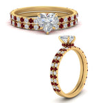 Load image into Gallery viewer, three-quarter-heart-shaped-diamond-gallery-bridal-ring-set-with-ruby-in-FD9168HTGRUDRANGLE3-NL-YG
