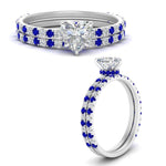 Load image into Gallery viewer, three-quarter-heart-shaped-diamond-gallery-bridal-ring-set-with-sapphire-in-FD9168HTGSABLANGLE3-NL-WG