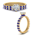 Load image into Gallery viewer, three-quarter-heart-shaped-diamond-gallery-bridal-ring-set-with-sapphire-in-FD9168HTGSABLANGLE3-NL-YG
