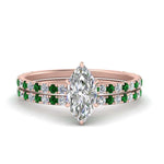 Load image into Gallery viewer, three-quarter-marquise-cut-diamond-gallery-bridal-ring-set-with-emerald-in-FD9168MQGEMGRANGLE3-NL-RG
