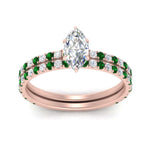 Load image into Gallery viewer, three-quarter-marquise-cut-diamond-gallery-bridal-ring-set-with-emerald-in-FD9168MQGEMGRANGLE3-NL-RG
