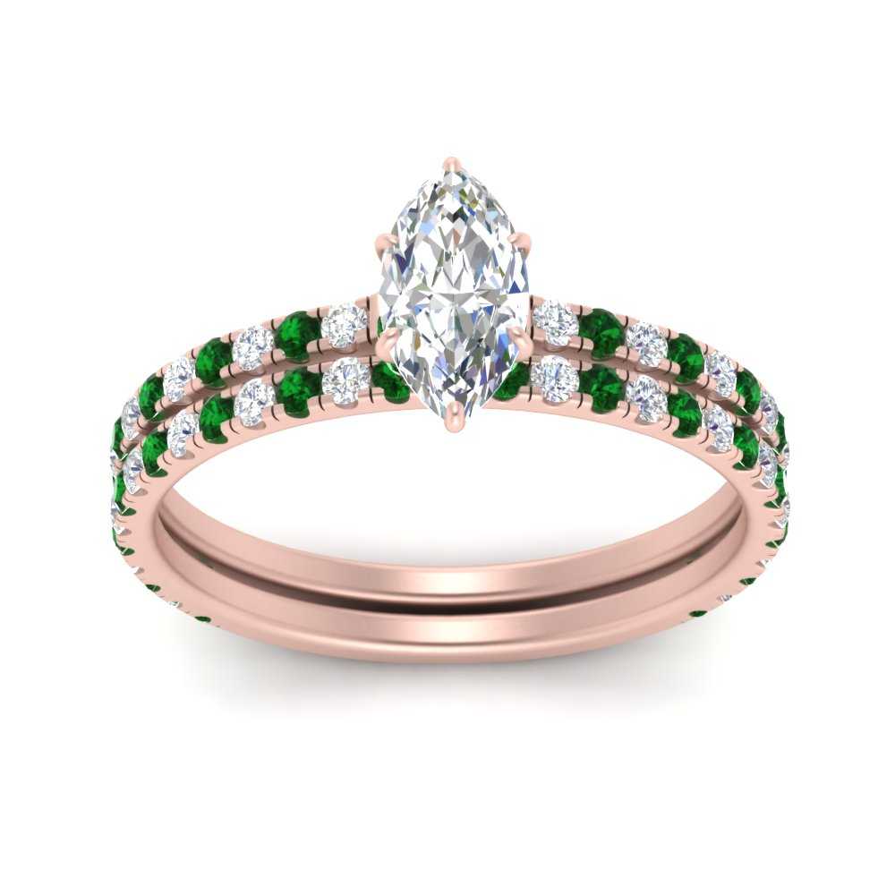 three-quarter-marquise-cut-diamond-gallery-bridal-ring-set-with-emerald-in-FD9168MQGEMGRANGLE3-NL-RG
