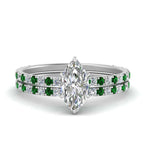 Load image into Gallery viewer, three-quarter-marquise-cut-diamond-gallery-bridal-ring-set-with-emerald-in-FD9168MQGEMGRANGLE3-NL-WG
