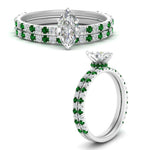 Load image into Gallery viewer, three-quarter-marquise-cut-diamond-gallery-bridal-ring-set-with-emerald-in-FD9168MQGEMGRANGLE3-NL-WG
