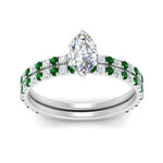 Load image into Gallery viewer, three-quarter-marquise-cut-diamond-gallery-bridal-ring-set-with-emerald-in-FD9168MQGEMGRANGLE3-NL-WG
