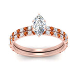 Load image into Gallery viewer, three-quarter-marquise-cut-diamond-gallery-bridal-ring-set-with-orange-sapphire-in-FD9168MQGSAORANGLE3-NL-RG