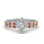 Load image into Gallery viewer, three-quarter-marquise-cut-diamond-gallery-bridal-ring-set-with-orange-sapphire-in-FD9168MQGSAORANGLE3-NL-WG