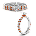 Load image into Gallery viewer, three-quarter-marquise-cut-diamond-gallery-bridal-ring-set-with-orange-sapphire-in-FD9168MQGSAORANGLE3-NL-WG