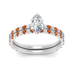Load image into Gallery viewer, three-quarter-marquise-cut-diamond-gallery-bridal-ring-set-with-orange-sapphire-in-FD9168MQGSAORANGLE3-NL-WG
