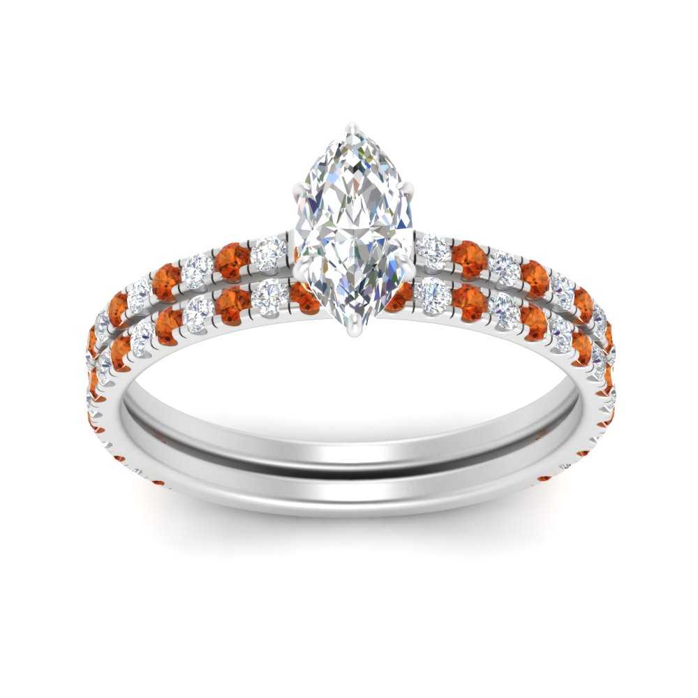 three-quarter-marquise-cut-diamond-gallery-bridal-ring-set-with-orange-sapphire-in-FD9168MQGSAORANGLE3-NL-WG