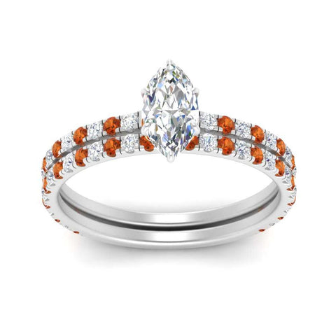 three-quarter-marquise-cut-diamond-gallery-bridal-ring-set-with-orange-sapphire-in-FD9168MQGSAORANGLE3-NL-WG