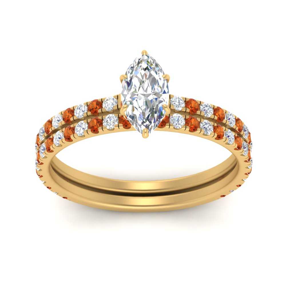 three-quarter-marquise-cut-diamond-gallery-bridal-ring-set-with-orange-sapphire-in-FD9168MQGSAORANGLE3-NL-YG