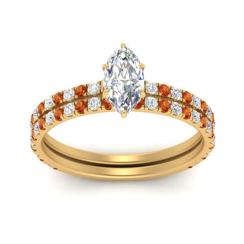 three-quarter-marquise-cut-diamond-gallery-bridal-ring-set-with-orange-sapphire-in-FD9168MQGSAORANGLE3-NL-YG
