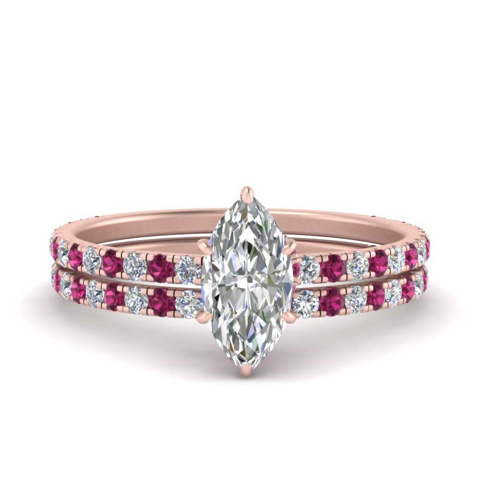 three-quarter-marquise-cut-diamond-gallery-bridal-ring-set-with-pink-sapphire-in-FD9168MQGSADRPIANGLE3-NL-RG