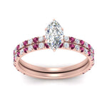 Load image into Gallery viewer, three-quarter-marquise-cut-diamond-gallery-bridal-ring-set-with-pink-sapphire-in-FD9168MQGSADRPIANGLE3-NL-RG