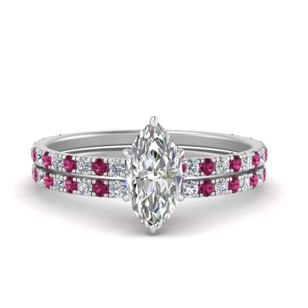 three-quarter-marquise-cut-diamond-gallery-bridal-ring-set-with-pink-sapphire-in-FD9168MQGSADRPIANGLE3-NL-WG