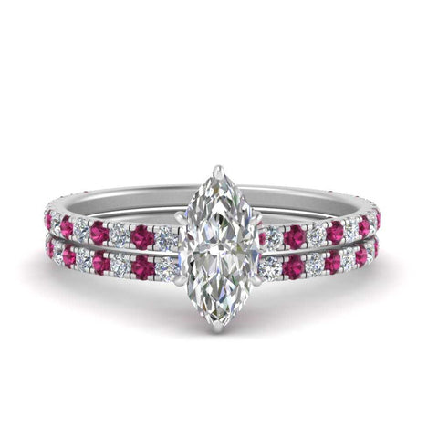 three-quarter-marquise-cut-diamond-gallery-bridal-ring-set-with-pink-sapphire-in-FD9168MQGSADRPIANGLE3-NL-WG