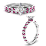 Load image into Gallery viewer, three-quarter-marquise-cut-diamond-gallery-bridal-ring-set-with-pink-sapphire-in-FD9168MQGSADRPIANGLE3-NL-WG
