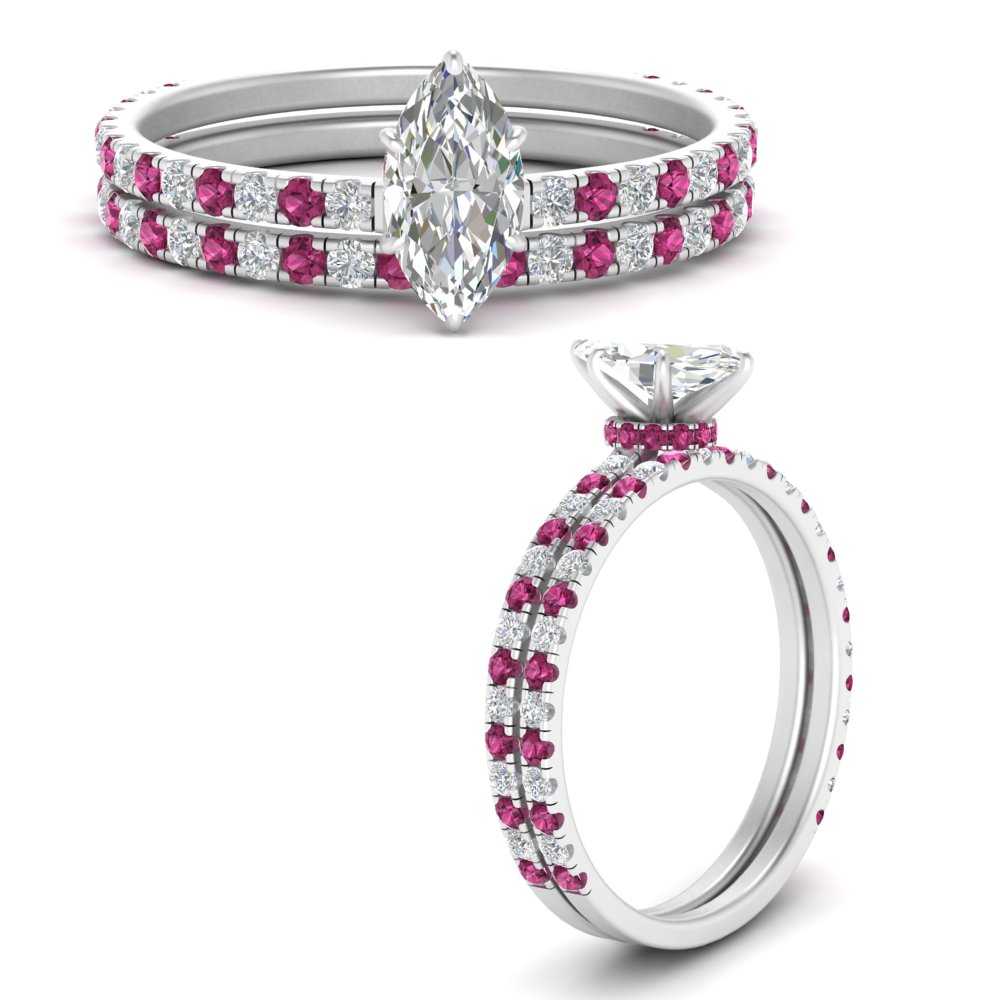 three-quarter-marquise-cut-diamond-gallery-bridal-ring-set-with-pink-sapphire-in-FD9168MQGSADRPIANGLE3-NL-WG