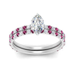 Load image into Gallery viewer, three-quarter-marquise-cut-diamond-gallery-bridal-ring-set-with-pink-sapphire-in-FD9168MQGSADRPIANGLE3-NL-WG