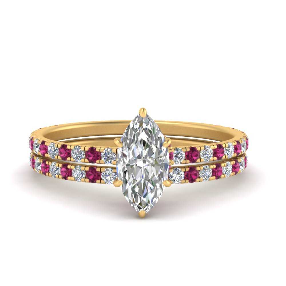 three-quarter-marquise-cut-diamond-gallery-bridal-ring-set-with-pink-sapphire-in-FD9168MQGSADRPIANGLE3-NL-YG