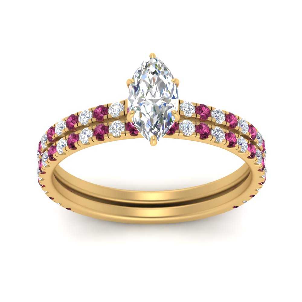 three-quarter-marquise-cut-diamond-gallery-bridal-ring-set-with-pink-sapphire-in-FD9168MQGSADRPIANGLE3-NL-YG