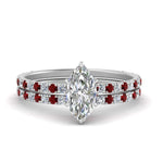 Load image into Gallery viewer, three-quarter-marquise-cut-diamond-gallery-bridal-ring-set-with-ruby-in-FD9168MQGRUDRANGLE3-NL-WG