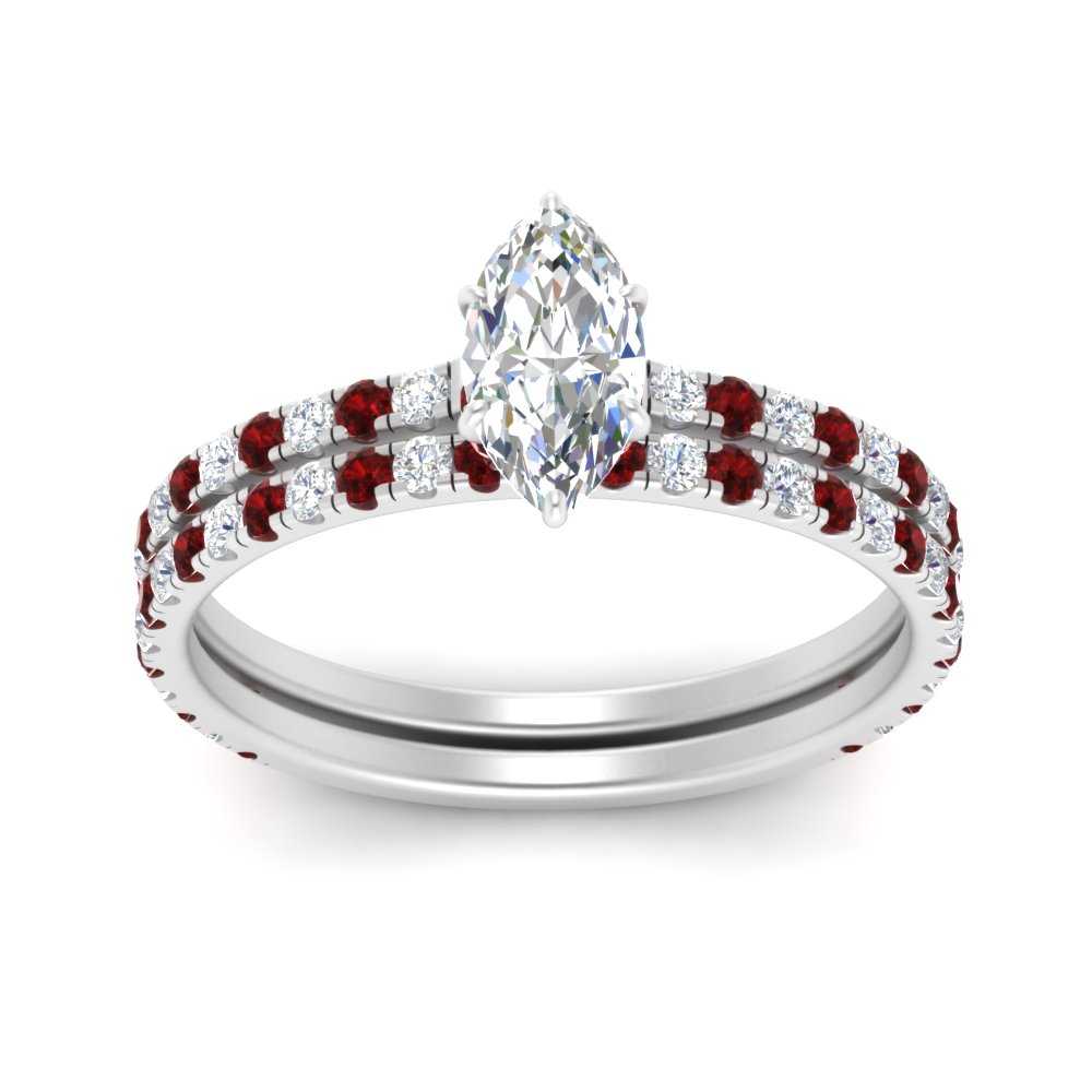 three-quarter-marquise-cut-diamond-gallery-bridal-ring-set-with-ruby-in-FD9168MQGRUDRANGLE3-NL-WG