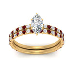 Load image into Gallery viewer, three-quarter-marquise-cut-diamond-gallery-bridal-ring-set-with-ruby-in-FD9168MQGRUDRANGLE3-NL-YG
