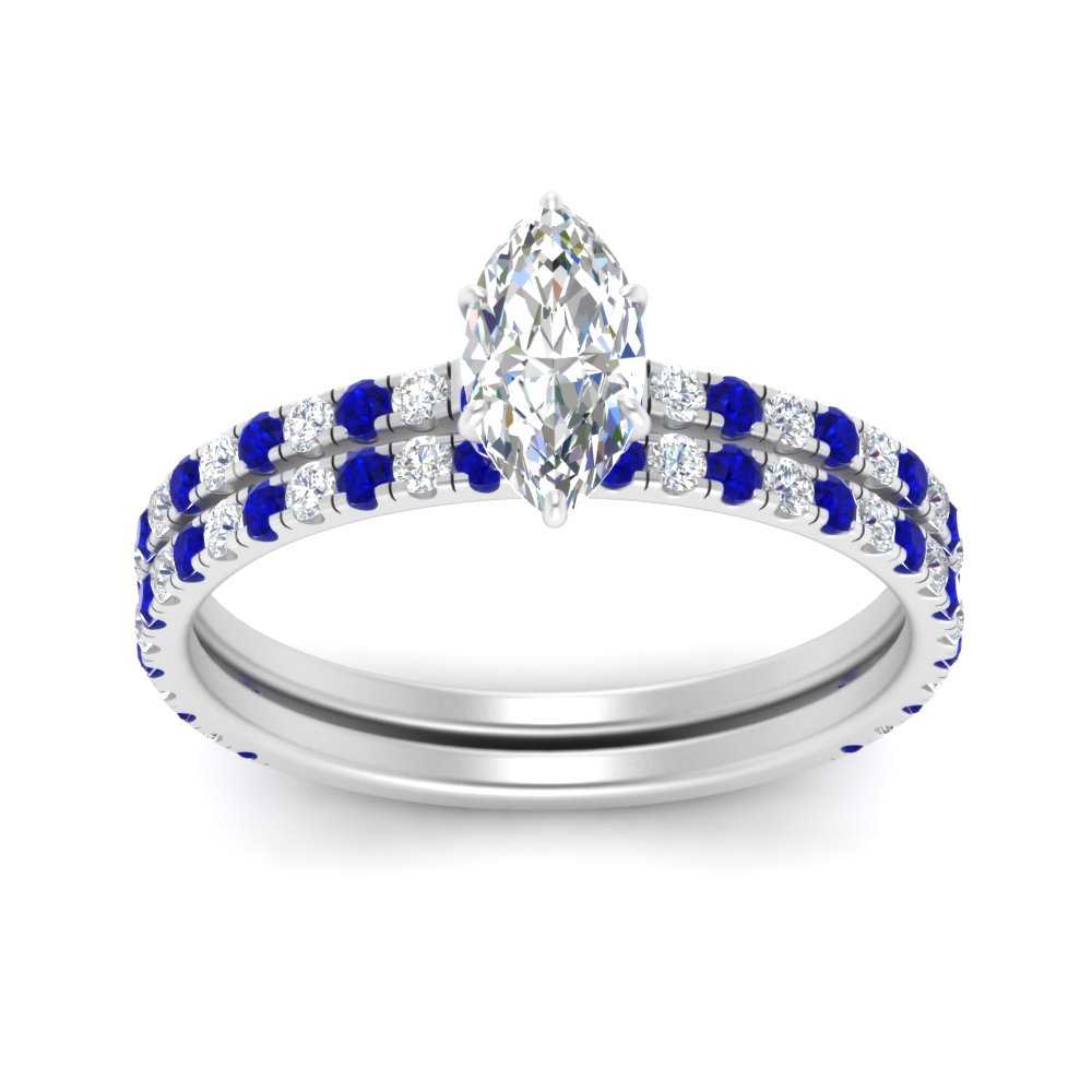 three-quarter-marquise-cut-diamond-gallery-bridal-ring-set-with-sapphire-in-FD9168MQGSABLANGLE3-NL-WG