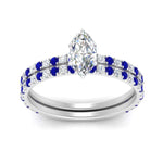 Load image into Gallery viewer, three-quarter-marquise-cut-diamond-gallery-bridal-ring-set-with-sapphire-in-FD9168MQGSABLANGLE3-NL-WG