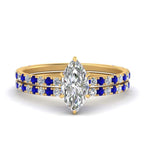 Load image into Gallery viewer, three-quarter-marquise-cut-diamond-gallery-bridal-ring-set-with-sapphire-in-FD9168MQGSABLANGLE3-NL-YG