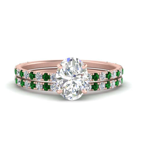 three-quarter-oval-shaped-diamond-gallery-bridal-ring-set-with-emerald-in-FD9168OVGEMGRANGLE3-NL-RG