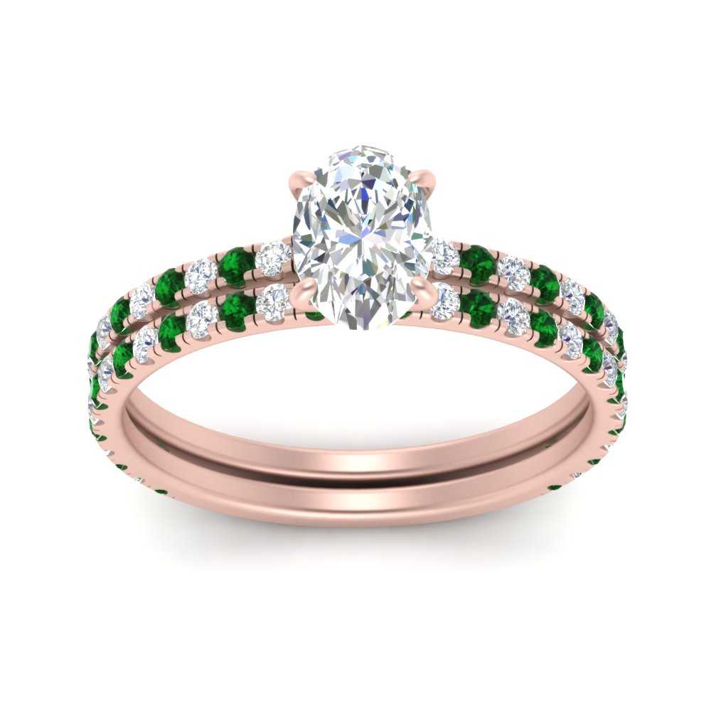 three-quarter-oval-shaped-diamond-gallery-bridal-ring-set-with-emerald-in-FD9168OVGEMGRANGLE3-NL-RG